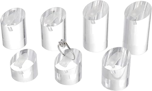 Image of FINGERINSPIRE 7 Pcs Clear Acrylic Ring Display Stand Column Ring Display Holder Ring Showcase Display Holder Jewelry Organizer for Trade Show Exhibit, Diameter 25MM,(7 Heights,20~47MM)