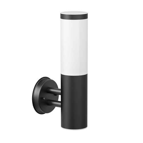 Image of ledscom.de Wall Light PORU for Outdoors, IP44, Stainless Steel, Black matt, Round, 1x E27 max. 40W