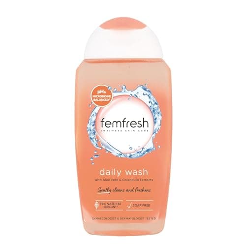 Image of Femfresh Daily Intimate Wash, Feminine Hygiene Shower & Bath Gel Cleanser, pH Balanced, Soap Free Feminine Wash with Aloe Vera & Calendula, Hypoallergenic, 250ml