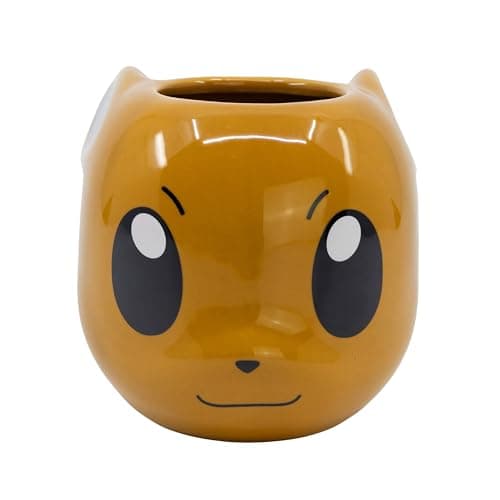 Image of Elbenwald 3D Design Mug for Pokémon Fans - Eevee Design - 9 x 9 x 13 cm - 400 ml - Ceramic - Brown