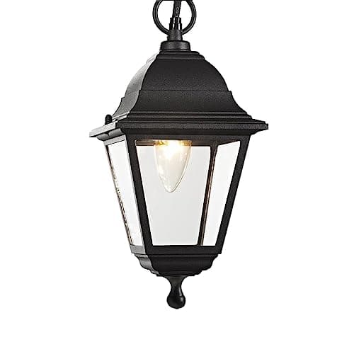 Image of Matt Black Cast Aluminium IP44 Outdoor Hanging Lantern by Happy Homewares