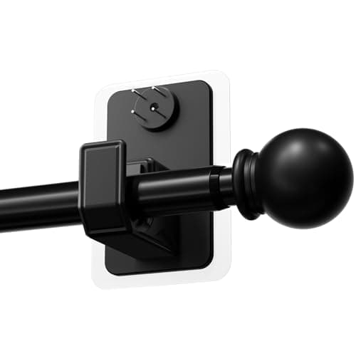 Image of PeSenp 2.0 Pro No Drill Curtain Pole with Adhesive & Invisible Nail 79-240 cm, 16mm Diameter Extendable Curtain Poles for Eyelet Curtains, Black Curtain Rod for Apartments & Dorms - Renter Friendly