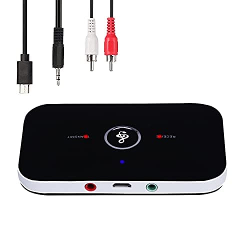 Image of AREVERA Bluetooth 5.0 Transmitter Receiver, 2-in-1 Wireless Portable Stereo Audio Adapter Receiver with RCA/3.5mm AUX Compatible Low Latency HD Sound for Headphones/TV/Car/Home Sound System - Black