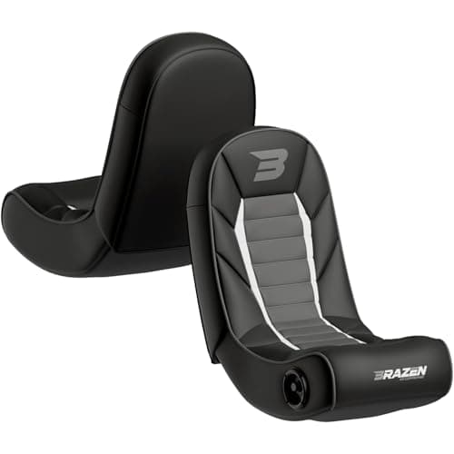 Image of BraZen Sabre Kids Gaming Chair For Kids Two Audio Speakers Bluetooth Compatible With All Major Games Consoles Foldable Junior Floor Rocker Video Games Chairs - Black Grey