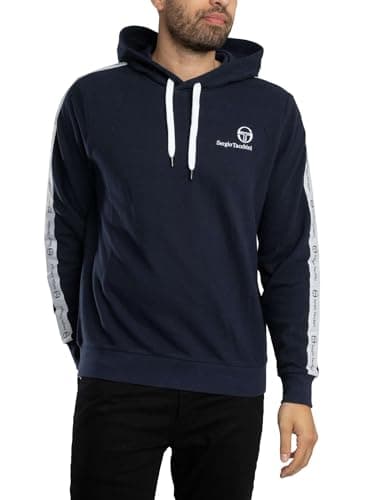 Image of Sergio Tacchini Mens Devok Sweater Taped Hoodie Navy Jumper 038356 204