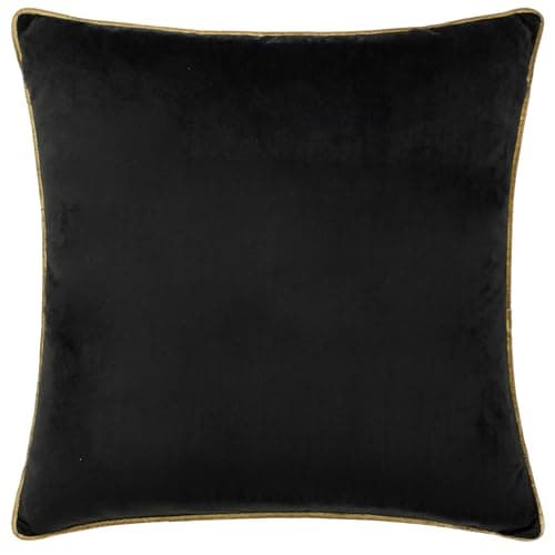 Image of furn. Meridian Cushion Cover – Luxury Contrast Piped Velvet Decorative Case (Black/Gold - 45x45cm)