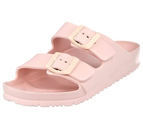 Image of Yinka Shoes Ladies Double Buckle EVA Sandals (Pink, uk_footwear_size_system, adult, women, numeric, medium, numeric_4)