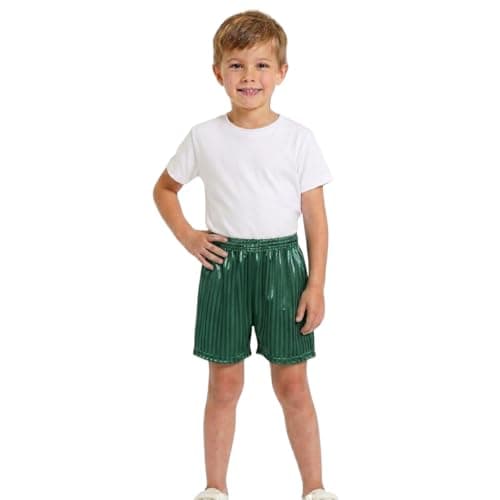 Image of Kids Shadow Stripe Shorts - Unisex School PE Sports Trunks | Boys Girls Breathable Football Soccer Gym Wear | Ages 2-13 (UK, Age, 5 Years, 6 Years, Regular, Green)