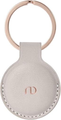 Image of Nereides PU Leather Case Compatible with Airtag Holder, Anti-Scratch Keyring with buckle, Full Protective Cover for Key/Cat/Dog (khaki)