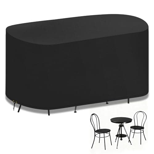 Image of PATIO PLUS Outdoor Garden Large Bistro Set Cover, Waterproof, UV Protected,420D Oxford Fabric,L146 W70 H80cm, Black