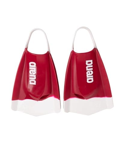 Image of Arena Unisex Adult Powerfin Pro II Swim Training Fins Men and Women Silicone Short Blade Flippers Left/Right Customized, Cardinal Red/White, Size 6-7