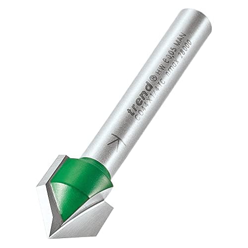 Image of Trend CraftPro Two Flute Chamfer Router Cutter Bit, 1/4 Inch Shank, 12.7mm Cut Diameter & 45 Degree V Groove, Tungsten Carbide, Tipped, C044X1/4TC