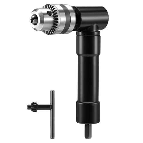 Image of Faankiton 90°Right Angle Drill Attachment 1-10mm Chuck, Right Angle Bend Extension Keyless Chuck Converter Adapter, 90 Degree Drill Adapter for Tight Corner Workspace