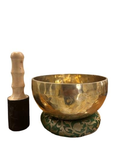 Image of Amilav Collections Singing Bowl - Third Eye Chakra (Ajna) Design - 6 Inch Diameter - Indigo - Meditation Bowl with Cushion and Mallet
