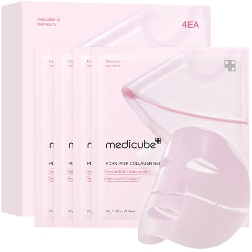 Image of medicube Jelly Gel Mask with Salmon DNA PDRN Pink Collagen | Overnight Face Mask for Glass Glow Skin | Elasticity, Hydrating, Firming and Moisturizing | Korean Skincare, 28g x 4ea