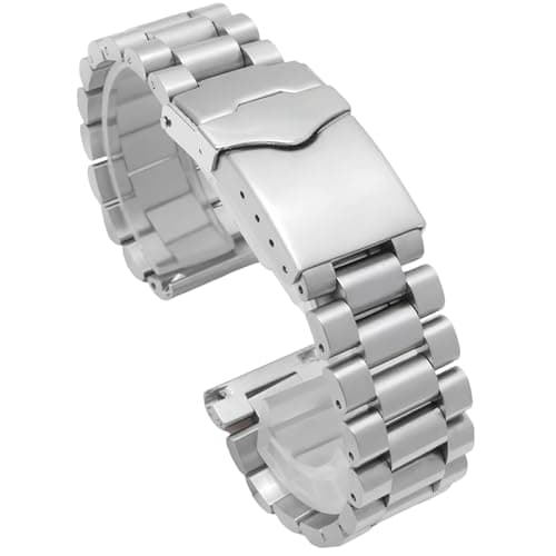 Image of ROUREOX Stainless Steel Straight End Watch Band, Men's Metal Replacement Watch Strap for TAG Heuer Carrera/Aquaracer/Formula 1/Monaco-Silver 20MM
