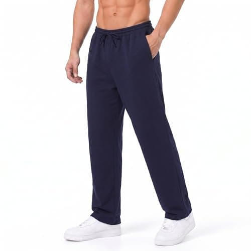 Image of PINSPARK Tracksuit Bottoms Men Sweatpants Lightweigt Jogging Bottom Casual Joggers Gym Workout Trousers Athletic Pants Open Hem with Pockets Elasticated Waist Navy Blue M