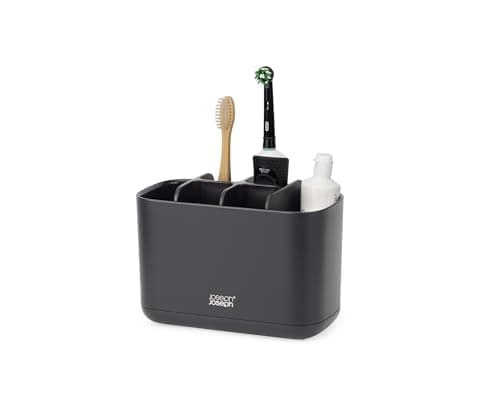 Image of Joseph Joseph Easy-Store - Toothbrush Holder Caddy, Bathroom Storage, Large, Matt Black