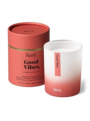 Image of Aery Living, Good Vibes Home Fragrance Candle with Flavours of Ginger Rhubarb and Vanilla for Uplifting Vibes, Aromatherapy Scented, Long Lasting Candle (200g)