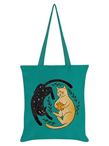 Image of Grindstore Celestial Kittens Tote Bag Emerald Green 38x42cm