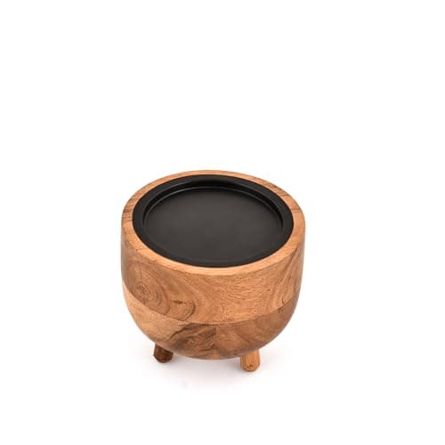 Image of Hanol Candlestick Holders Acacia Wood Natural Round Candle Holder for Centerpiece or Shelf Accent with Three Legs for Candles, Boho Farmhouse Decor (4" X 4" X 3.5”)