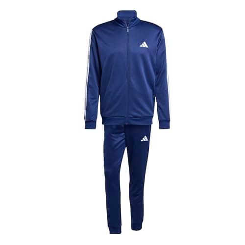 Image of adidas Men's 3 STRIPES FRENCH TERRY TRACKSUITS, dark blue/white, M