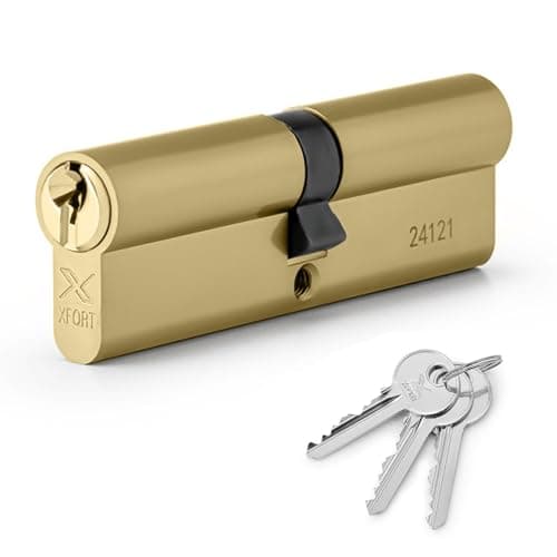 Image of XFORT Brass 40/40 Euro Cylinder Lock (80mm), UPVC Door Lock, 6 Pin Cylinder Lock with 3 Keys, PVC Door Lock, Euro Lock Cylinder, Barrel Lock for Front Door or Internal Door