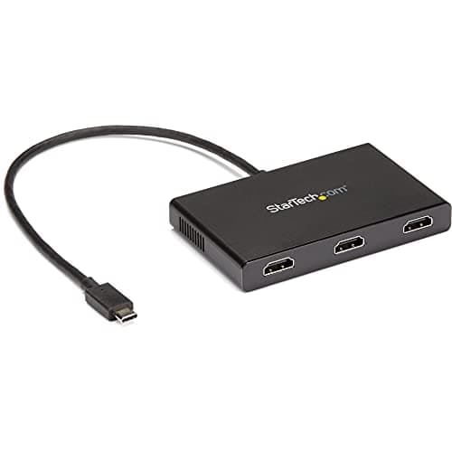 Image of StarTech.com 3-Port USB-C Multi-Monitor Adapter, USB Type-C to 3x HDMI MST Hub, Triple 1080p 60Hz HDMI Laptop Display Extender/Splitter, Extra-Long Built-In Cable, Windows Only (MSTCDP123HD)