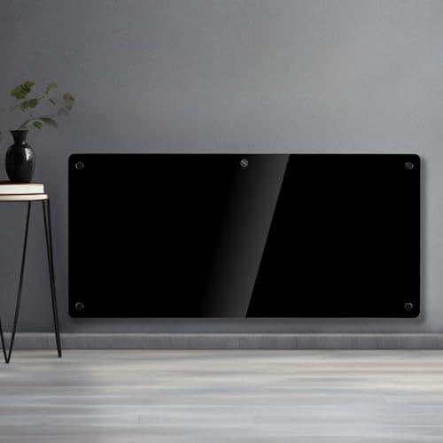Image of Futura 2000W Black Glass Electric Radiator Heaters for Home, Bathroom Safe Electric Heater Setback Timer Lot 20 & Advanced Thermostat Control Wall Mounted or Floor Standing Low Energy Panel Heater