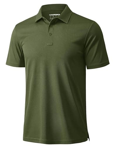 Image of MAGCOMSEN Mens Golf Polo Breathable Quick Dry Short Sleeve Polo Shirts Moisture Wicking T Shirt Work Sports Tops,Army Green,2XL