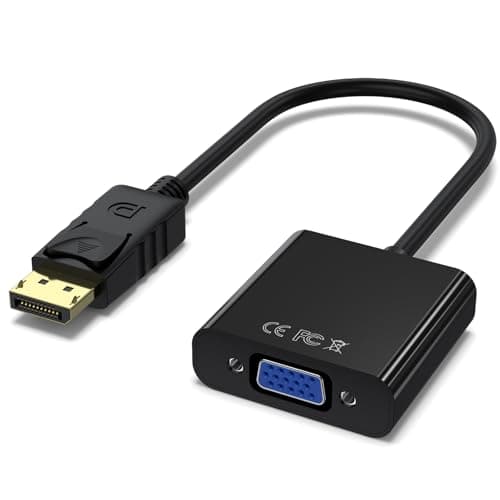 Image of DisplayPort to VGA Adapter with Gold-Plated Connecctor (Male to Female) 1080 HDTV Compatible for Lenovo, Dell, HP, ASUS