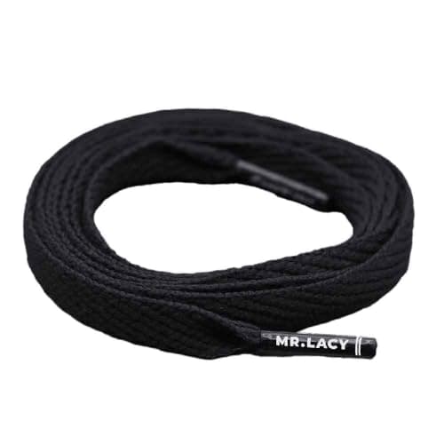 Image of Mr. Lacy Men's Flatties Black Shoelaces, black, 121-130 cm