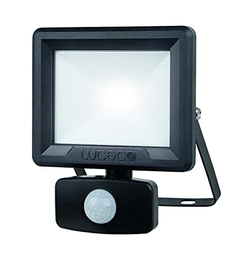 Image of Luceco LED Eco Slimline Floodlight with PIR Sensor, 20 Watts, Black