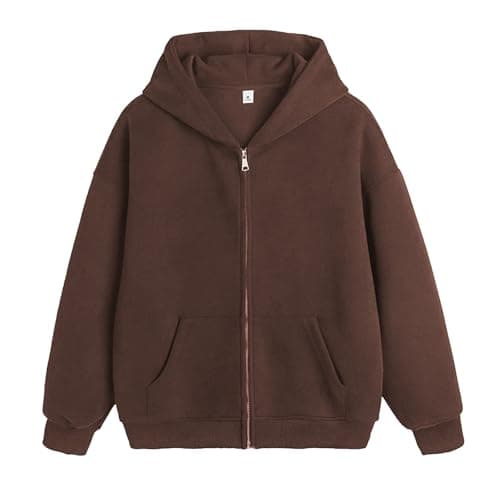Image of Mens Fleece Zip Up Hoody Jacket Plain Winter Wear Zipper Hoodie Comfy Lounge-Long Sleeve Sweatshirt Hooded Top Athletic Travel Men'S Fleece Crew Neck Sweatshirt Full Zip Cardigan With Pockets Coffee