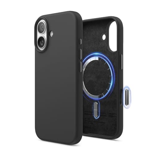 Image of elago Magnetic Silicone Case Compatible with iPhone 17 Case 6.3” - Compatible with MagSafe, Premium Liquid Silicone Material, Protective Cover, Shockproof, Slim Phone (Black)