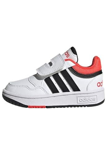 Image of adidas Unisex Baby Hoops Shoes, Cloud White / Core Black / Bright Red, 4 UK Child