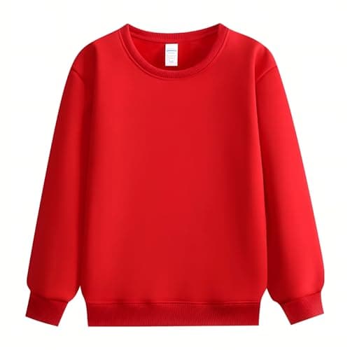Image of Yufennie Kids Fleece-Lined Sweatshirt | School Uniform Jumper for Boys & Girls Red