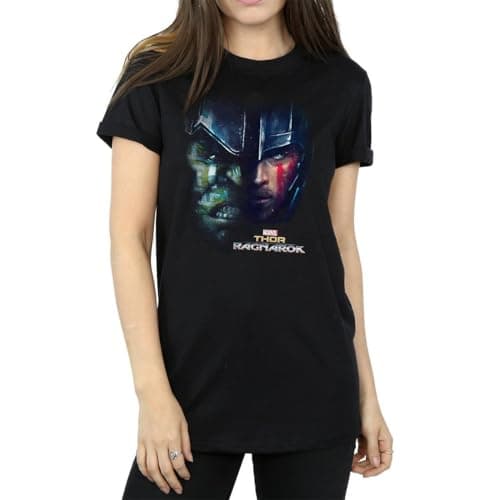Image of Marvel Women's Thor Ragnarok Hulk Split Face Boyfriend Fit T-Shirt XXX-Large Black