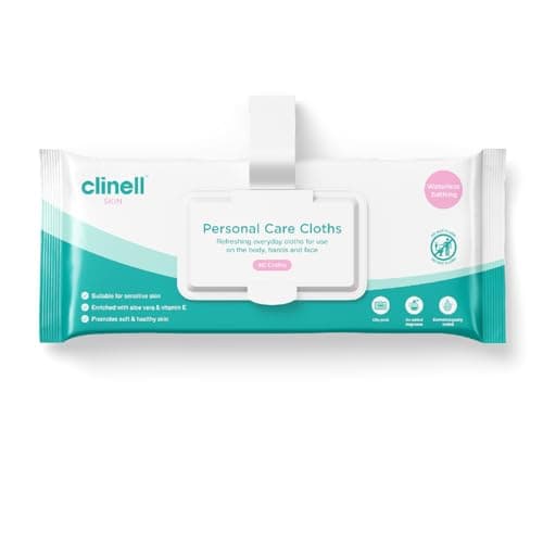 Image of Clinell Skin Personal Care Wipes - Pack of 1(40) -Dermatologically Tested, Rinse Free, Multi Purpose, Cleansing Wipes Ideal for Patient Use - White