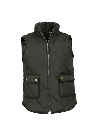 Image of Anuedgis Women's Warm Vest Coat Solid Color Stand Collar Padded Zipper Up Side Pockets Gilet Quilted Puffer Wild Trendy Vest (A-Olive drab, L)