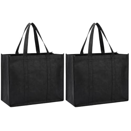Image of A.S.Marelis 2 Pack Reusable Shopping Bags, Foldable & Washable, Stands Upright with Reinforced Base & Handles, Tote for Groceries, Travel, Beach, Picnic and Camping