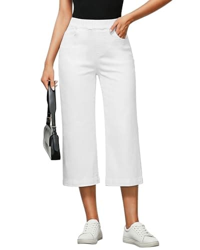 Image of Vetinee White Jeans for Women High Waist Stretch Jeans Cream White Size Medium Fits UK 12-14