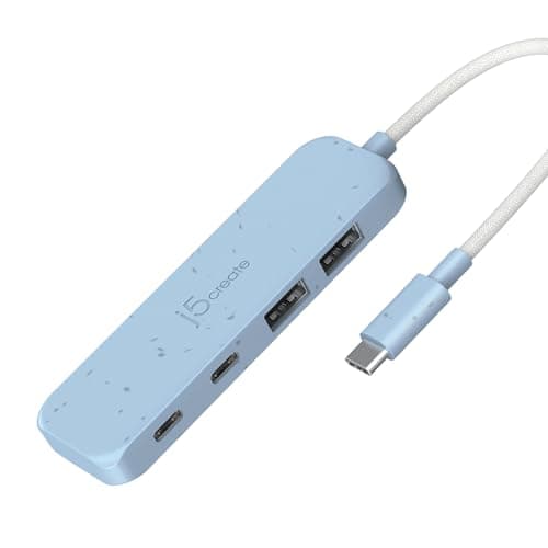 Image of j5create 4-in-1 USB-C to 4-Port Type-A & Type-C Hub, 10 Gbps Data Transfer Speed, ECO Friendly, For MacBook Pro/Air, iPad, Mac Mini, Windows Laptop, and More, Fresh Cyan (JCH342EC)
