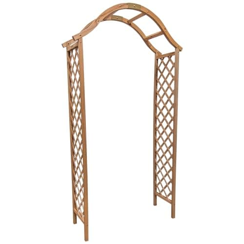 Image of Woodside Wooden Garden Arch Pergola Plant Support Trellis Archway, Natural Tan Finish, Easy Assembly
