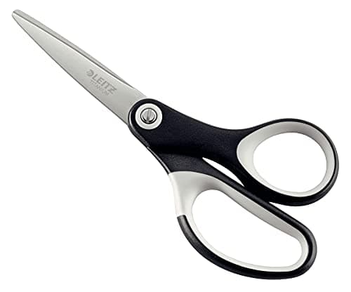 Image of Leitz Titanium Scissors, Right or Left Handed (Ambidextrous), 150 mm, Office Stationary, Ergonomic Handle, Black