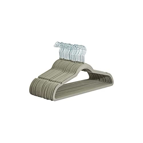 Image of Amazon Basics Slim Velvet Non-Slip Suit Hangers, 30-Pack, Grey