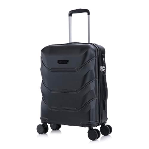 Image of Rocklands® Cabin Suitcase 55x40x20cm Hard Shell TSA Lock, 4 Spinner Wheels, Lightweight Hand Luggage Small Travel Bag, Approved for 100+ Airlines Including Ryanair, EasyJet (Black, Cabin 20 Inch)