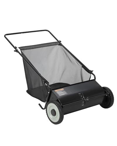 Image of 26 in Push Lawn Sweeper,4 Spinning Brushes, 7 Cu. Ft. Large Capacity Collection Bag,Adjustable Height, Durable Steel Frame with Rubber Wheels, for Grass, Leaves & Debris Collector on All Terrains