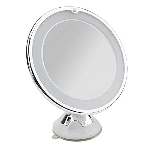 Image of 10x Magnifying LED Vanity Mirror with Light - 6.7" Bathroom Suction Cup, 360° Swivel Rotation and Locking