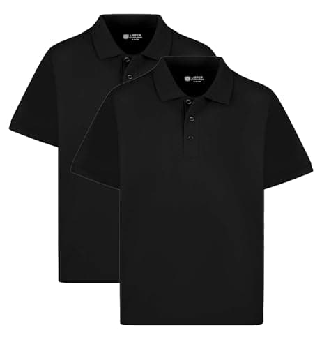 Image of 2PK Classic Boys Plain Ages 3-16y Polo Shirts 100% Cotton Children School T-Shirt Tee Shirt Uniform Summer Black